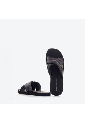 Sandalias Negro Con Tiras Cruzadas Y Logo Tommy Hilfiger