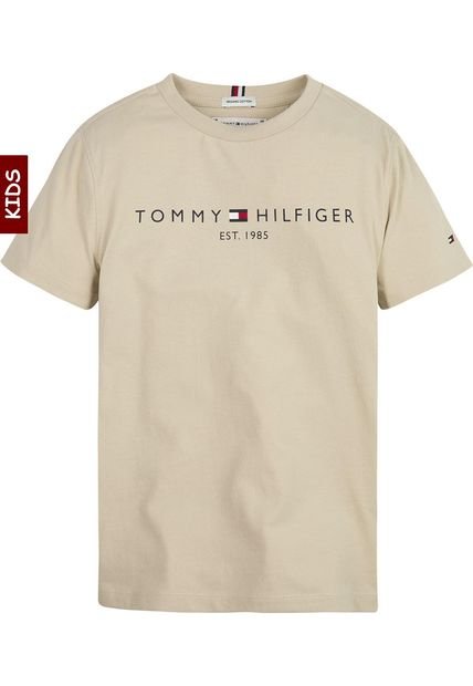 Camiseta Para Niño Manga Corta Beige Tommy Hilfiger