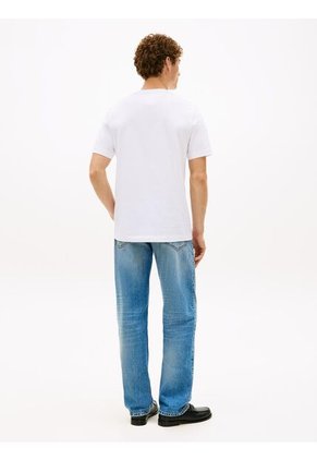 Camiseta Blanca De Cuello Redondo Con Logo Tommy Hilfiger