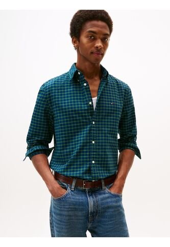 Camisa Azul Oscuro Oxford De Corte Regular Con Estampado A Cuadros Tommy Hilfiger Tommy Hilfiger