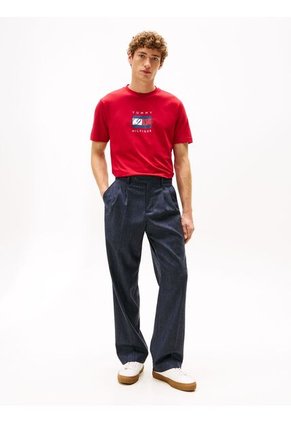 Camiseta Roja De Punto Con Logo Gráfico Tommy Hilfiger