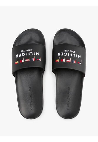 Sandalias Negro De Piscina Con Logo Bordado Tommy Hilfiger Tommy Hilfiger