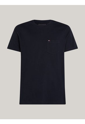 Camiseta Azul De Cuello Redondo Con Bolsillo Tommy Hilfiger