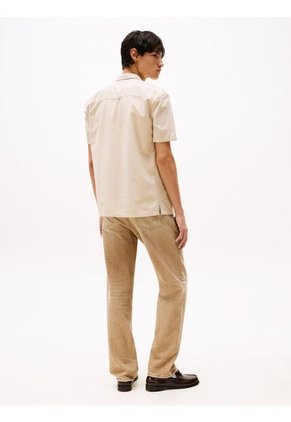 Camisa Beige De Rayas Con Manga Corta Tommy Jeans