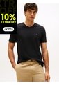Camiseta Negra De Cuello En V Tommy Hilfiger de Tommy Hilfiger