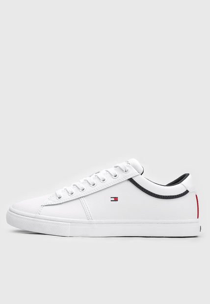 Tenis Lifestyle Blanco-Azul Navy Tommy Hilfiger Iconic Leather Vulc Punched