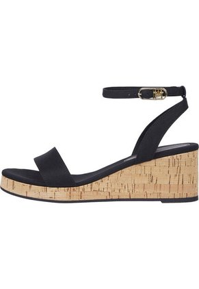 Sandalias Negro De Cuña Media Tommy Hilfiger