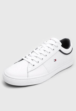 Tenis Lifestyle Blanco-Azul Navy Tommy Hilfiger Iconic Leather Vulc Punched