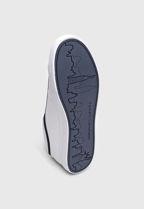 Tenis Lifestyle Blanco-Azul Navy Tommy Hilfiger Iconic Leather Vulc Punched