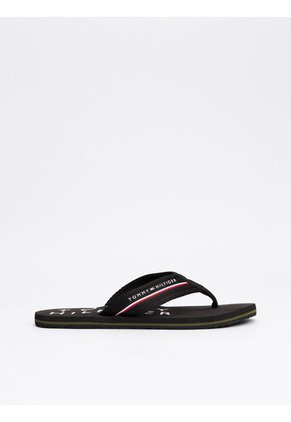 Sandalias Negro Distintivas Con Logos Tommy Hilfiger