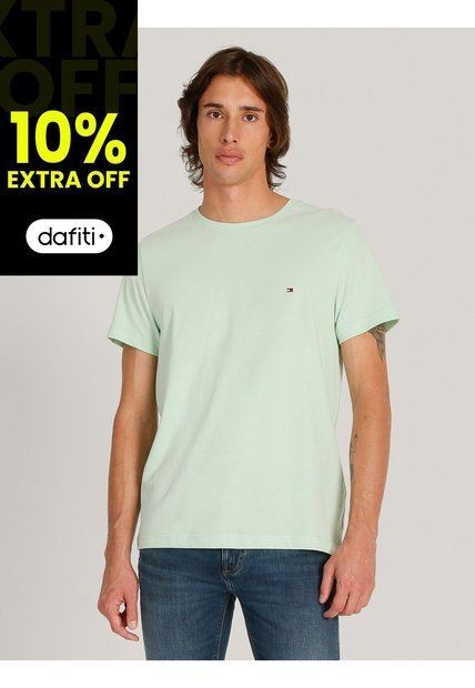 Camiseta Verde Essential Con Logo Tommy Hilfiger