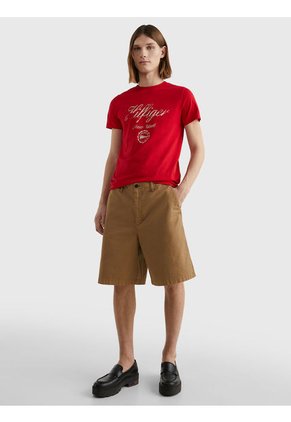 Camiseta Con Logo De Corte Slim Hombre Rojo Tommy Hilfiger
