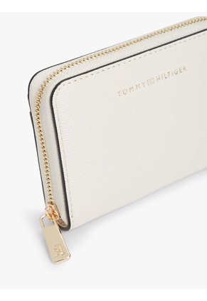 Billetera Beige Texturizada Con Cremallera Y Logo Tommy Hilfiger