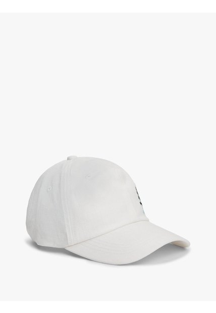 Gorra Blanca De Béisbol En Lino Con Logo Bordado Tommy Hilfiger