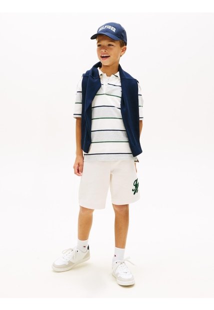 Bermudas Blanco Para Niño Con Logo Script Gráfico Tommy Hilfiger