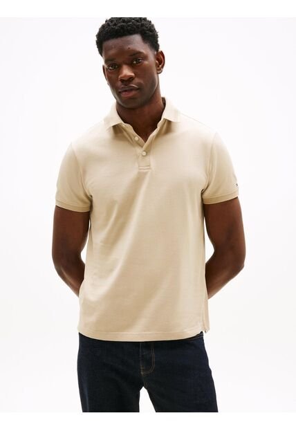 Polo Blanco Con Tejido Jacquard De Corte Regular Tommy Hilfiger