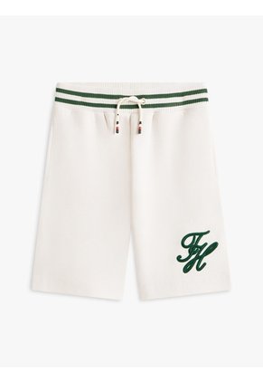 Bermudas Marfil Para Niño Con Logo Script Gráfico Tommy Hilfiger