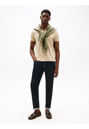 Polo Blanco Con Tejido Jacquard De Corte Regular Tommy Hilfiger