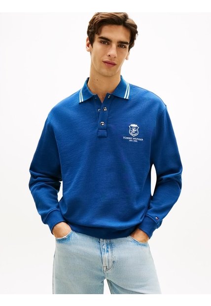 Saco Azul De Rugby Amplio Con Cuello Ribeteado Tommy Hilfiger