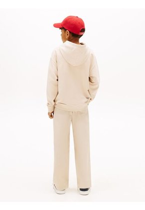 Hoodie Beige De Felpa Con Capota Y Logo Tommy Hilfiger
