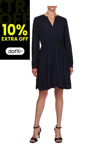 Vestido Azul Evasé Con Acabado A Contraste Para Mujer Tommy Hilfiger Tommy Hilfiger
