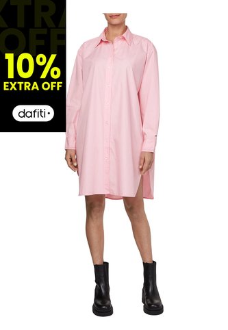 Vestido Camisero Rosado De Algodón Para Mujer Tommy Hilfiger Tommy Hilfiger