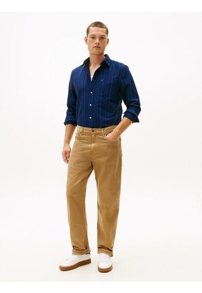 Camisa Azul Oxford Regular De Raya Diplomática Tommy Hilfiger