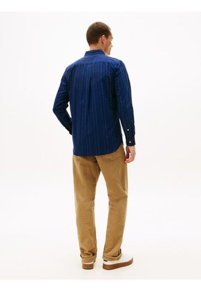 Camisa Azul Oxford Regular De Raya Diplomática Tommy Hilfiger