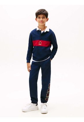 Polo Azul De Manga Larga Con Escudo TH Tommy Hilfiger