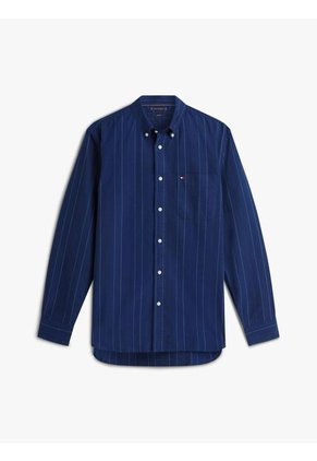 Camisa Azul Oxford Regular De Raya Diplomática Tommy Hilfiger