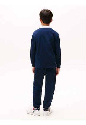 Polo Azul De Manga Larga Con Escudo TH Tommy Hilfiger