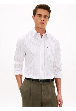 Camisa Blanca De Corte Clásico Con Diseño De Rayas Tommy Hilfiger