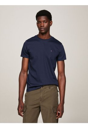 Camiseta Azul De Tejido Interlock Con Corte Slim Tommy Hilfiger