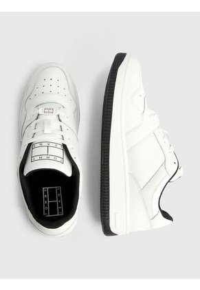 Tenis Retro Cuero Con Logo Mujer Blanco Tommy Hilfiger