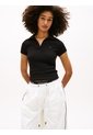 Polo Negro Acanalado De Corte Slim Tommy Jeans de Tommy Hilfiger