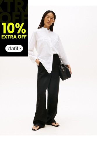 Pantalón Negro Recto De Traje En Mezcla De Lino Tommy Hilfiger Tommy Hilfiger