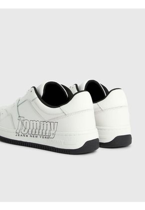 Tenis Retro Cuero Con Logo Mujer Blanco Tommy Hilfiger