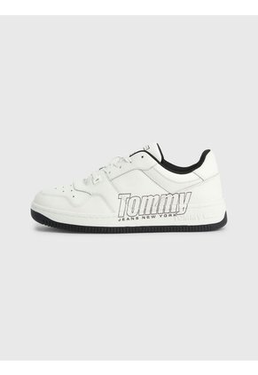 Tenis Retro Cuero Con Logo Mujer Blanco Tommy Hilfiger