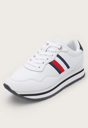 Tenis Lifestyle Blanco-Azul Navy-Dorado Tommy Hilfiger Essential Webbing Runner