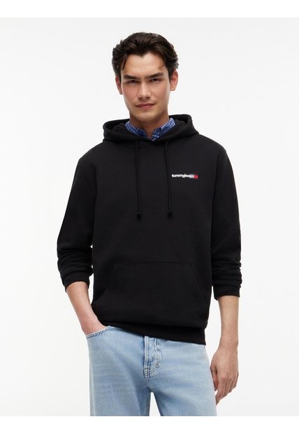 Buzo Negro Con Capota De Corte Regular Con Logo Estampado Tommy Jeans