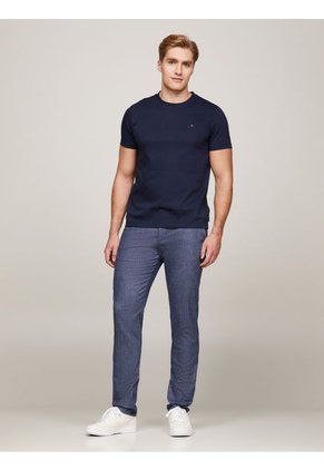 Camiseta Azul De Tejido Interlock Con Corte Slim Tommy Hilfiger