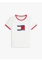 Camiseta Blanca Para Niña Ringer Con Logo Ondeante Tommy Hilfiger de Tommy Hilfiger