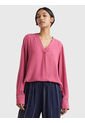 Blusa Rosada Con Cuello V Y Corte Amplio Tommy Hilfiger de Tommy Hilfiger