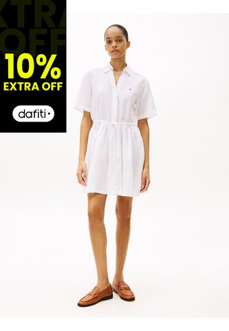 Minivestido Blanco Camisero De Puro Lino Tommy Hilfiger Tommy Hilfiger