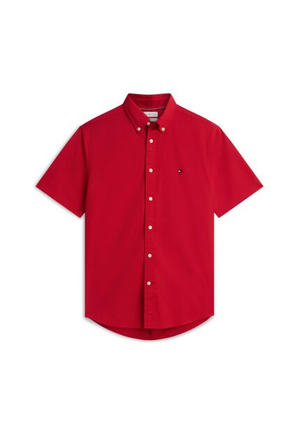 Camisa Roja Flex Poplin Solid De Manga Corta Tommy Hilfiger