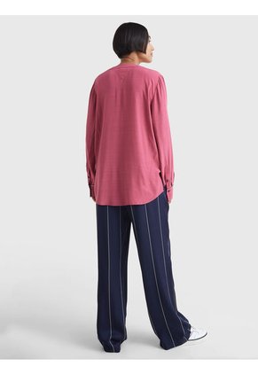 Blusa Rosada Con Cuello V Y Corte Amplio Tommy Hilfiger