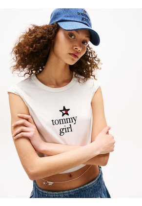 Camiseta Blanca De Corte Regular Tommy Girl Tommy Jeans