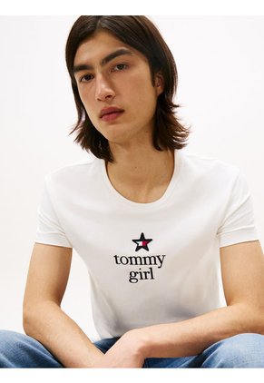 Camiseta Blanca De Corte Regular Tommy Girl Tommy Jeans