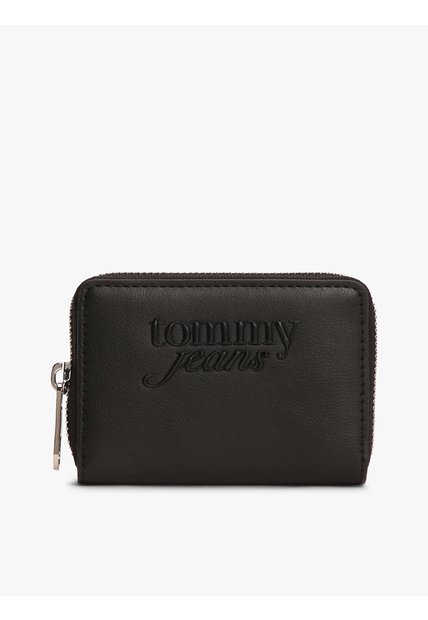 Billetera Negra Essential Con Cremallera Y Logo Tommy Hilfiger