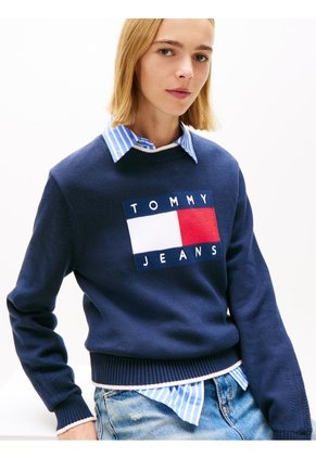Saco Multicolor Amplio Ribeteado Con Logo En Intarsia Tommy Jeans